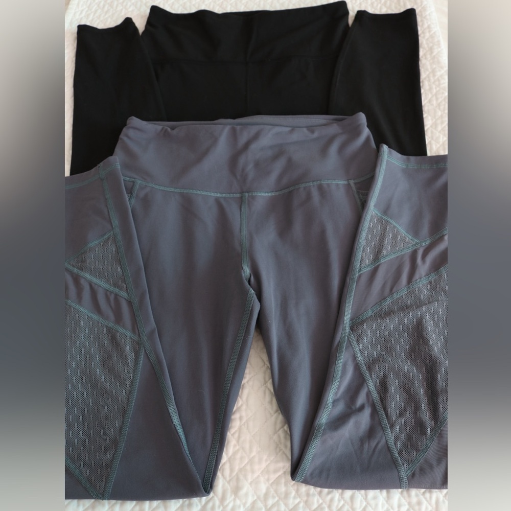 Bundle Athleta Black and VS Gray Mesh Panel Leggings Sz medium